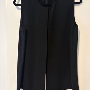 Vince Classic Black Sleeveless Blouse/tunic white split